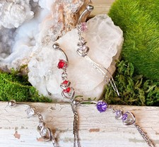 1pc Heart Chain CZ Gem Belly Ring Navel Piercing Pierced Naval Body Jewelry