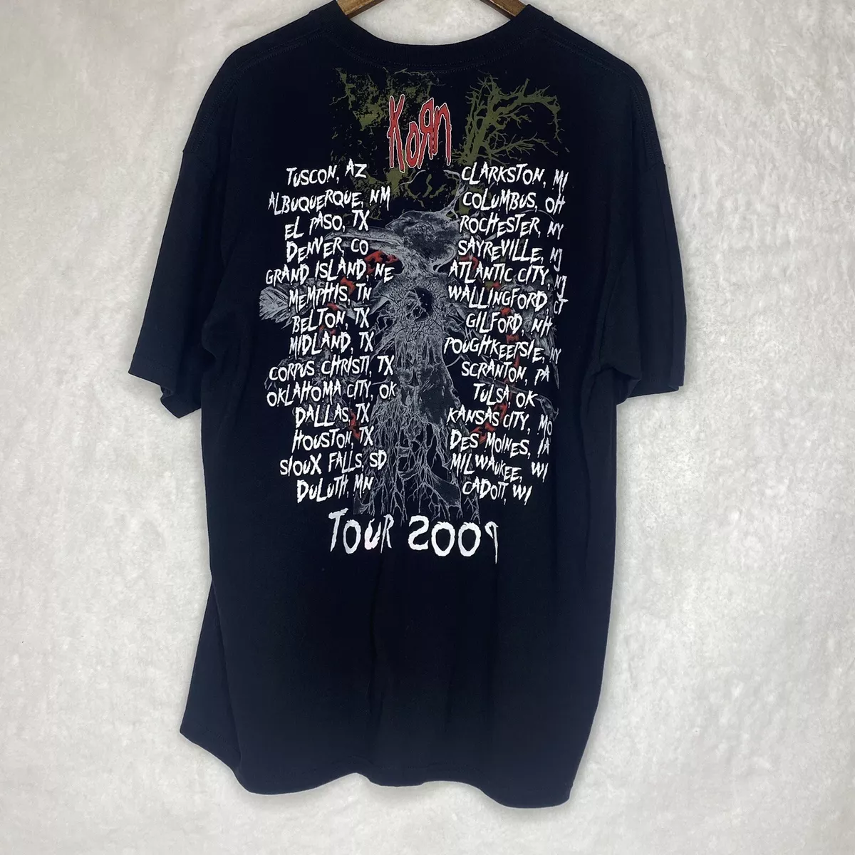 Vintage Korn Band Unaltd Album Tour 2009 Metal Band T Shirt Size XL Y2K