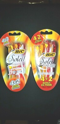12 BiC Soleil Triple Blade For Women Disposable Razors For Sensitive Skin