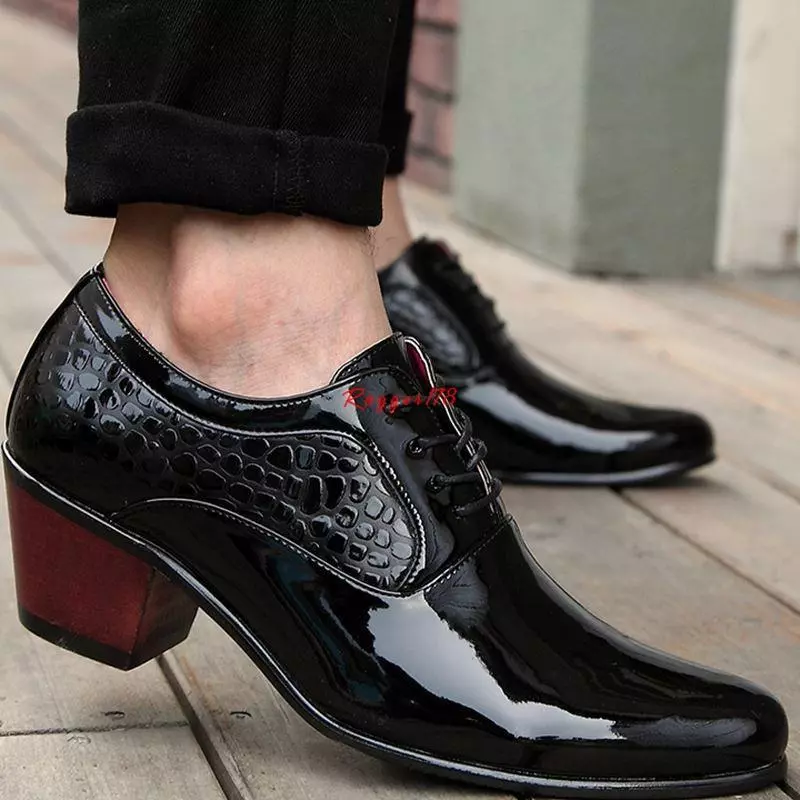 Mens lace up shoes black High cuban Heel casual dress formal | eBay