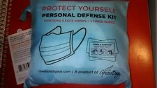 Personal Defense Kit~5 Face Masks😷5 Cleaning Wipes~Sanitize~Reusable GreenBag+1