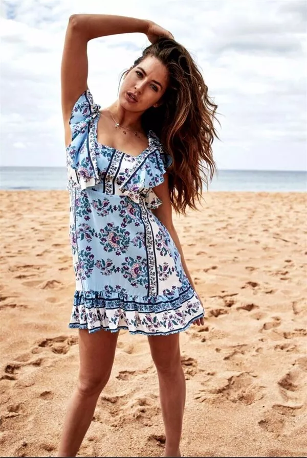 Jaase Australia Color Block Floral Backless Ruffle Mini Dress M eBay