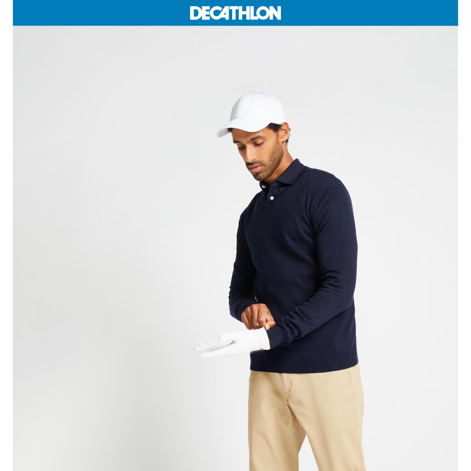 Mens Golf VNeck Pullover Jumper Sweater Mw500 Navy Blue Inesis eBay