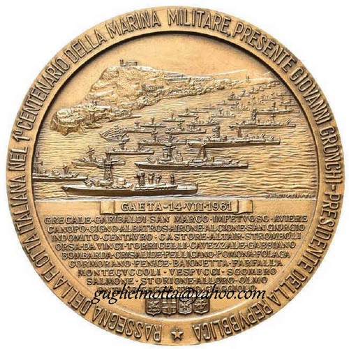 MARINA MILITARE ITALIANA NAPOLI GAETA 1965 MEDAGLIA CENTENARIO - Picture 2 of 2