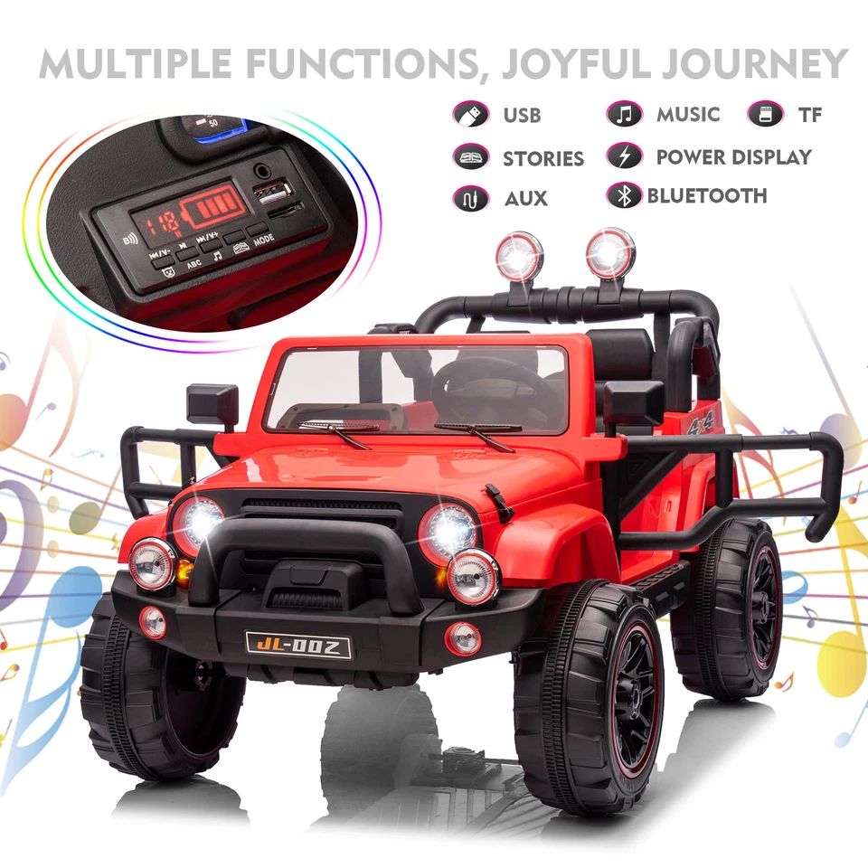 JOYLDIAS Red 12V Electric Battery Kids Ride On Car Truck Toys w/ LED,MP3,Remote - Image 4 of 4