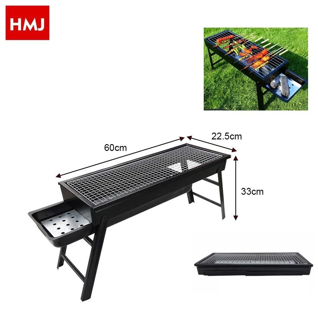 Griglia for barbecue griglia a carbone portatile in acciaio inossidabile, griglia pieghevole, facile da installare e smontare, adatta for gite e campeggio ( Color : Black , Size : 35*27*20cm