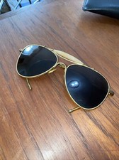 Vintage Aviator Sun Glasses No Markings Glass Lenses Rounded Earpieces