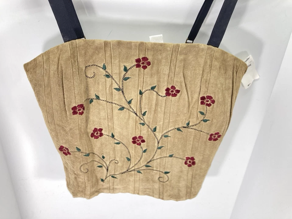 Top halter de cuero Wrangler para mujer talla grande beige floral gamuza bordado nuevo con etiquetas Foto 3 de 4