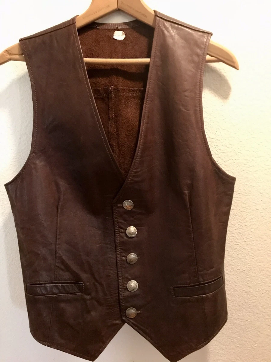 Leather vest buttons sale