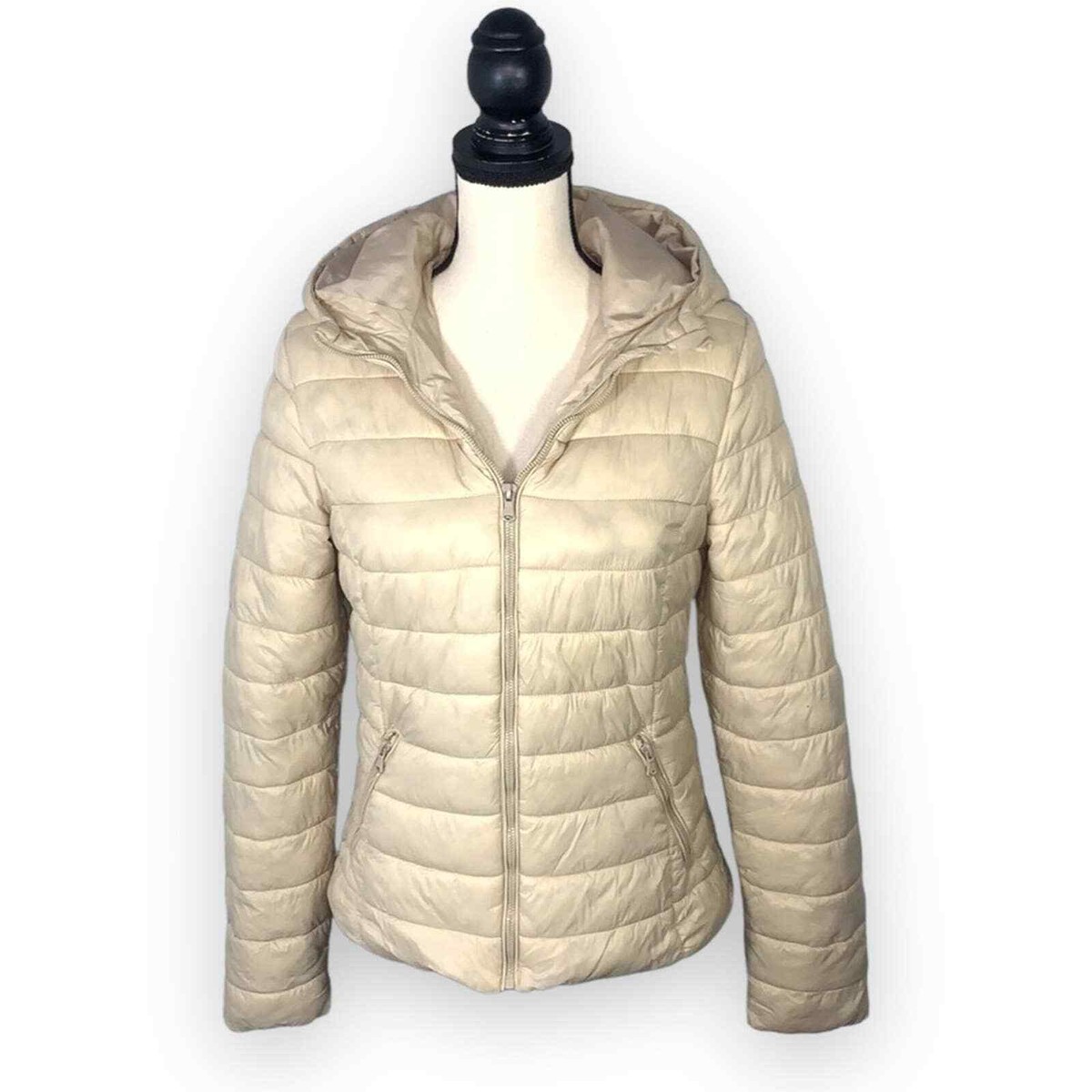 【関税&送料込】Golden Jackets Beige Sinsay Outerwear Collection Cream Zip Up Puffer Hooded