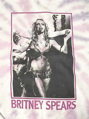 Britney Spears Sweatshirt Hoodie Womens Small Snake Graphic Tie Dye Purple White