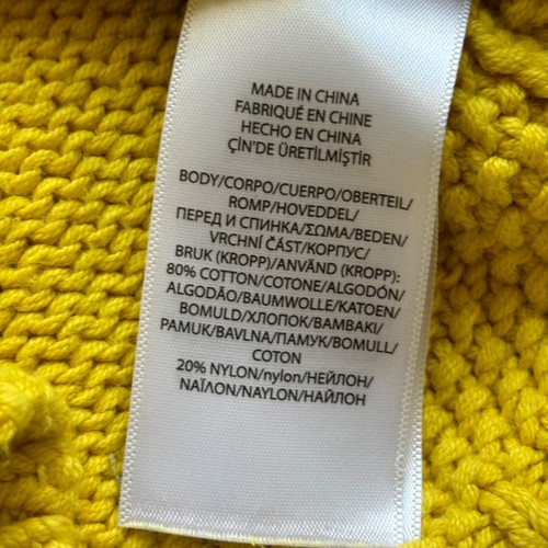 Girls S 7 Polo Solid Yellow Knit Sweater Roll Neck Anchor Buttons - Picture 8 of 8