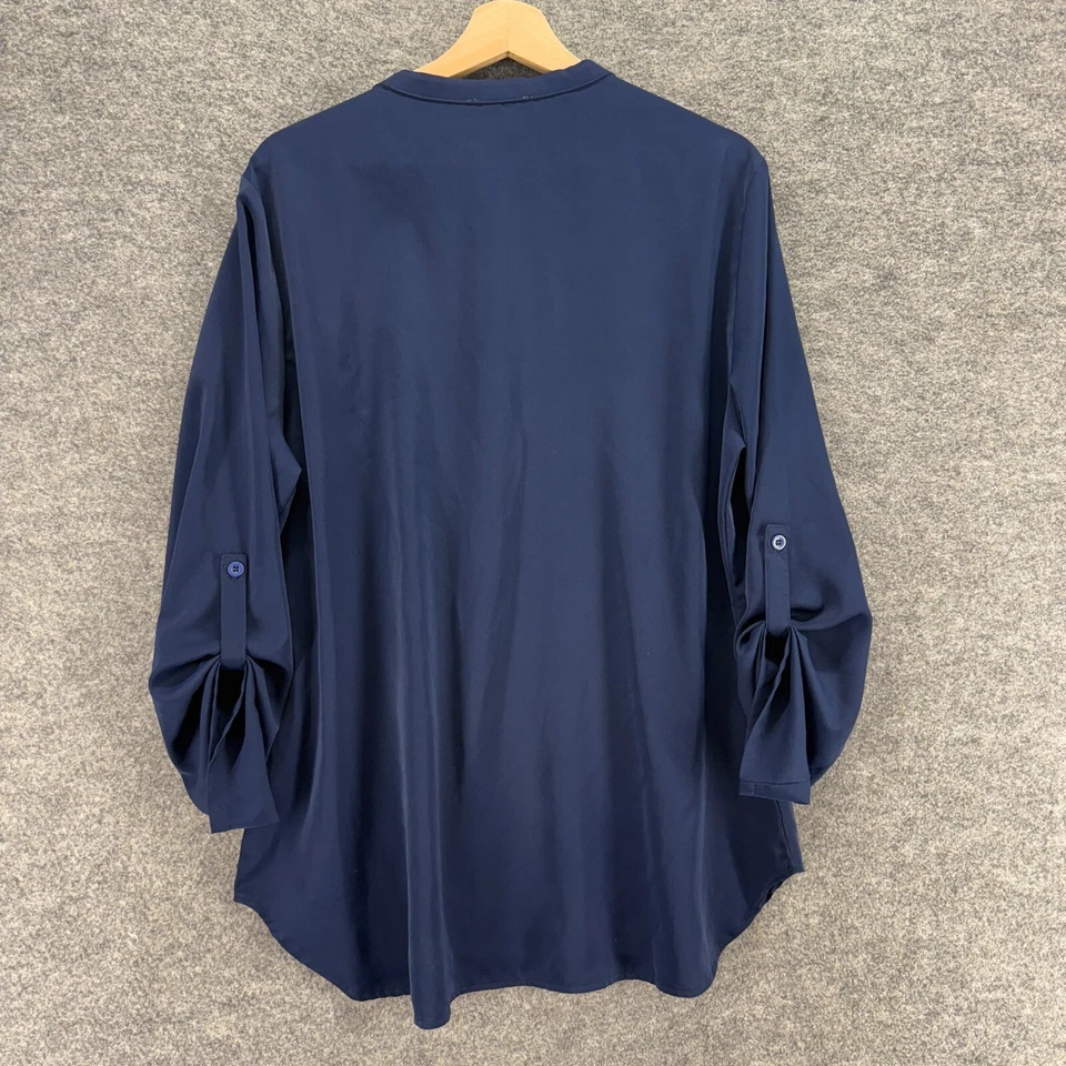 Блузка женская Timeson XL синяя с v-образным вырезом длинным рукавом пуловер повседневная дышащая - Изображение 2 из 4