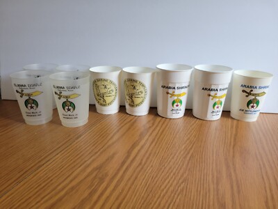 Vintage Masonic Shriner's Arabia Plastic Cup's Assortment Lot Of 9