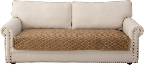 Elegant Anti-Slip Velvet Sofa Cover for 3 Cushion Couches - Coffee 43''x70'' - Picture 3 of 10