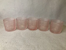 5 Pc Votive Candle Holders Pink Bohemian Jupiter Beaded Hobnail
