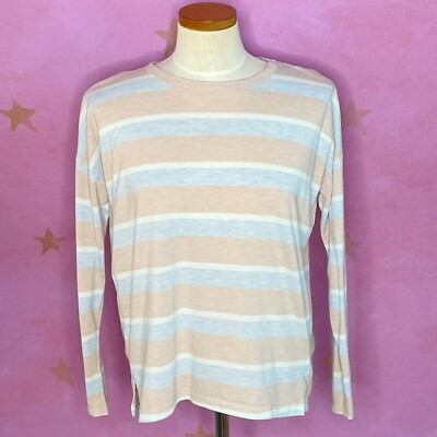 Loft Lou & Grey Long Sleeved Knit Blouse Blue Peach Size Small