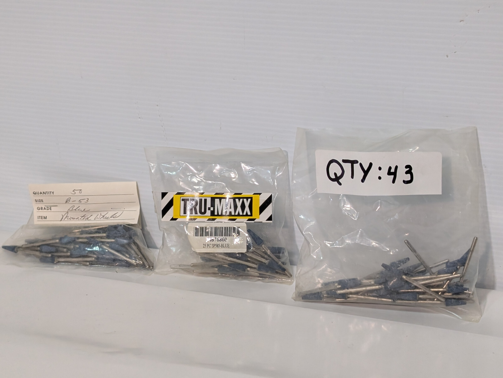 Lot of 100+ Tru-Maxx Blue Metal Grinding Mounted Abrasive Points, SP585, B-53
