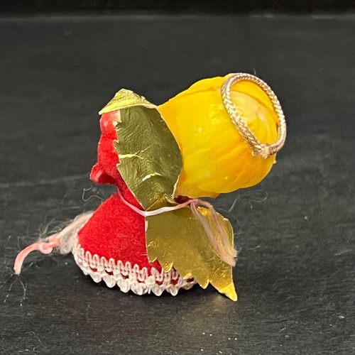 Vintage Miniature Flocked Plastic Angel Ornament Gold Foil Wings 2"T - 第 8/11 張圖片
