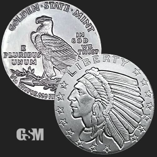 1/10 oz Silver Round - Incuse Indian - Picture 1 of 1