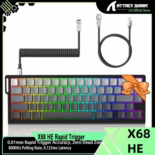 ATTACK SHARK X68 HE Rapid Trigger Keyboard Magnetic Switch with C01PRO Cable