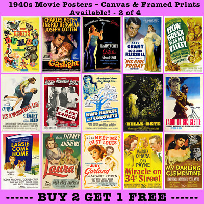 1940er Retro klassische Filmplakate, Leinwand & gerahmte Optionen in vielen Größen - 2 von 4