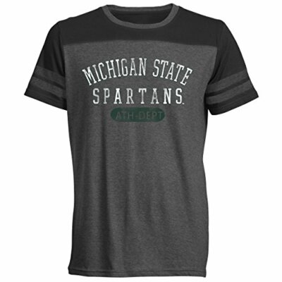 Camp David NCAA Michigan State Spartans Men's Crew Neck Tee with Sleeve Strip...