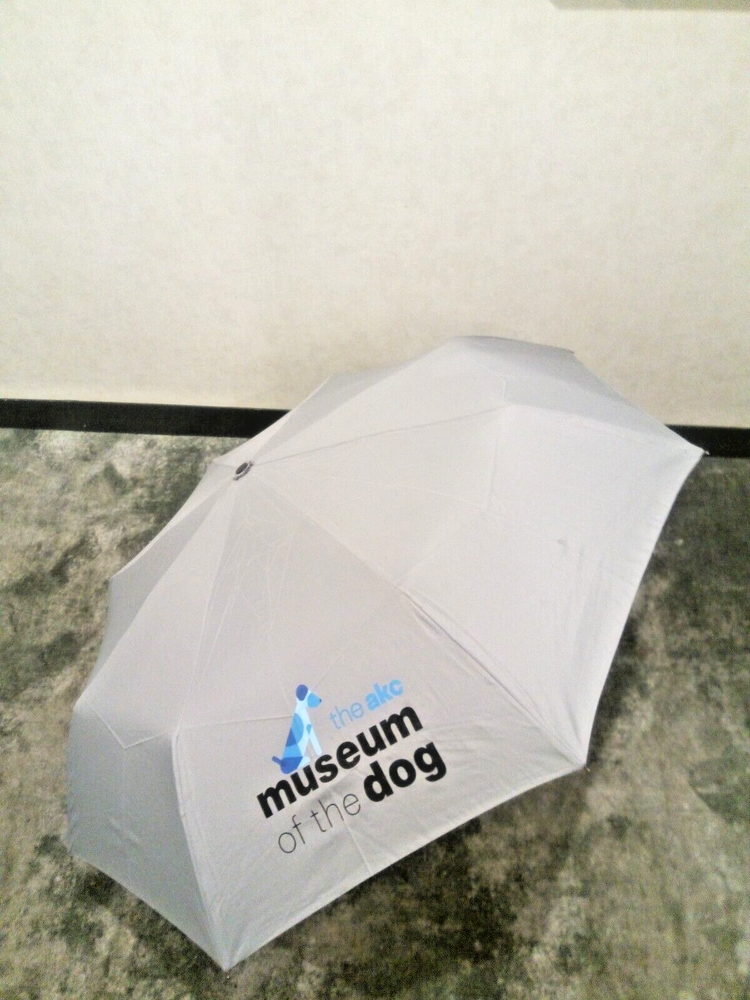 Gray Automatic Open Unisex Umbrella with AKC Museum of the Dog Design