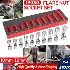 For 12030 Flare Nut Socket Set 10pcs 38 Drive Metric Injector Fuel Line
