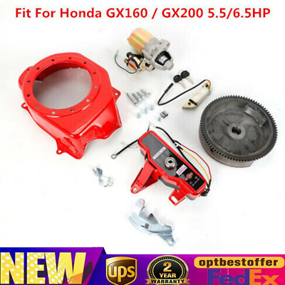 #ad Electric Start Kit For Honda GX160 GX200 Engine Starter Motor Ignition Switch $59.09