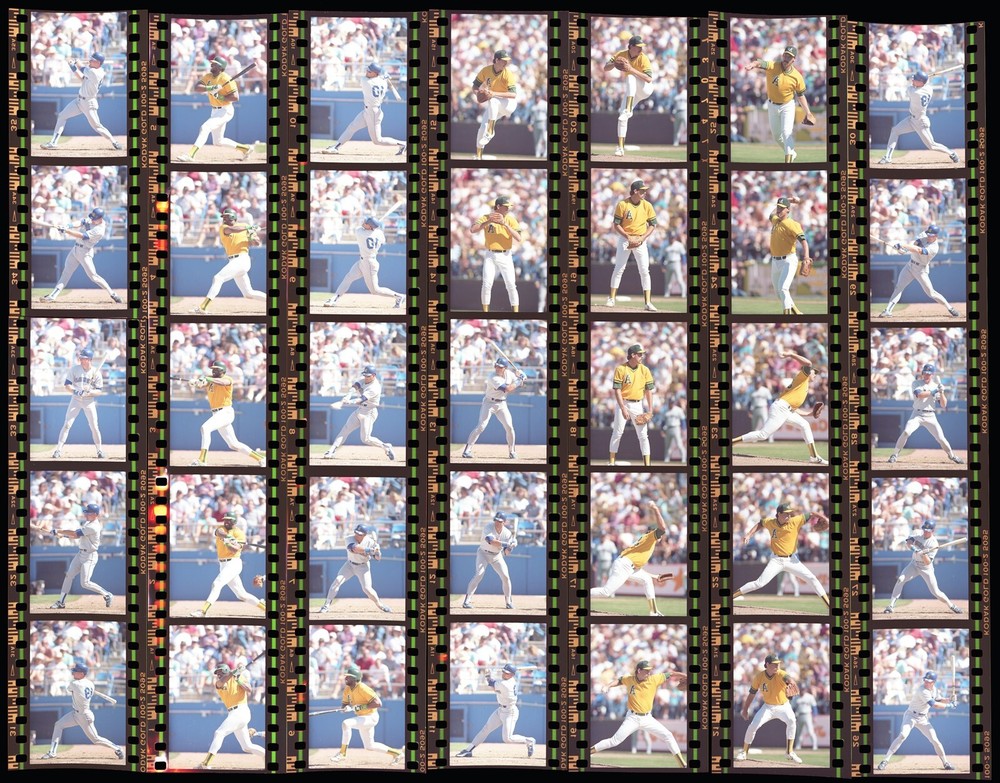 PFE1-230 1989 OAKLAND A'S - MARINERS 35 IMAGES ORIG 35MM COLOR FILM STRIP NEGS