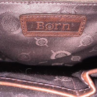 born metro leather backpack Born Metro Backpack Brown Leather Metal Studs Top Handle