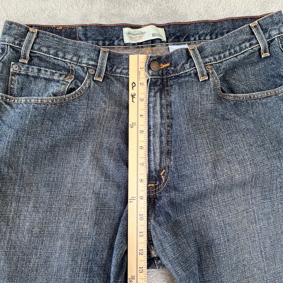 Levi Strauss Signature Jeans Mens 38X32 Blue Relaxed Straight Loose Dark Denim - Image 4 of 4