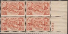 Scott # 964 - Plate Block Of 4 - Oregon Territory - MNH - 1948