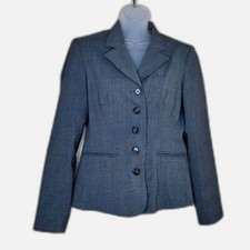 Van Heusen Stretch Women's Blazer Gray Plaid 5 Button Lined Size Small
