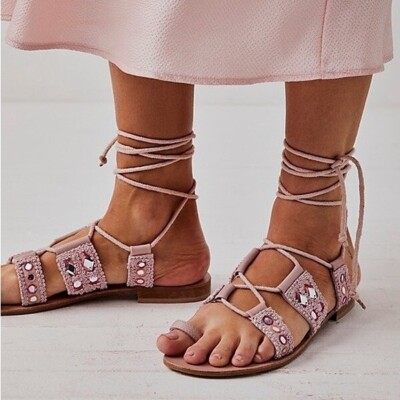 NIB Free People Mantra Mirror Sandals by FP Collection at Free People 7.5 pink