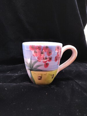 La Fenice Palm Tree Beach Florida Seacoast Hand painted VIETRI ITALY 4  Mug HTF