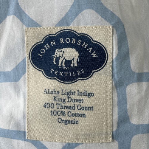 JOHN ROBSHAW ALISHA KING Duvet Cover Blue White New Organic Cotton w/tags - Picture 8 of 9