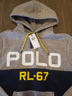 NWT Polo Ralph Lauren Mens Hoodie Sweatshirt RL-67 Gray Heathered