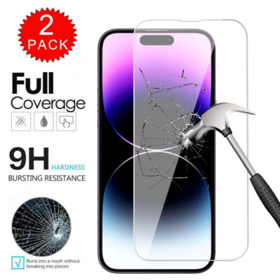 For iPhone 15 14 13 12 Pro Max Plus Full Cover Tempered Glass Screen Protector
