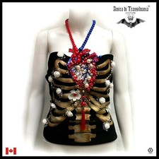 woman clothing tops summer haute couture heart original skeleton roses punk goth