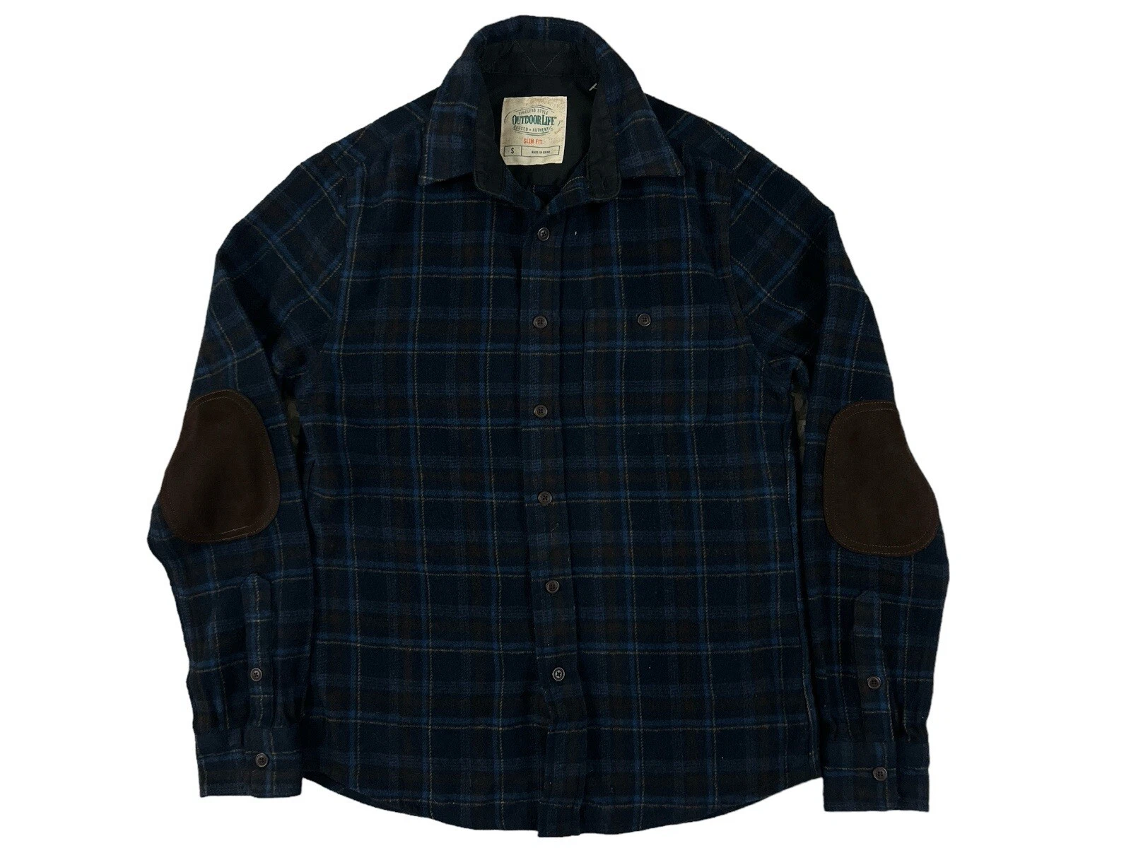 Outdoor Life Blue Plaid Long Sleeve Button Up Flannel Shirt Sz Small