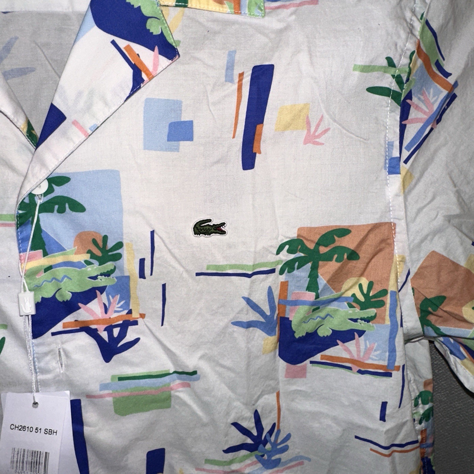 Lacoste Mens Short Sleeve All Over Summer Print Button Down Woven Shirt XL NWT thumbnail 5