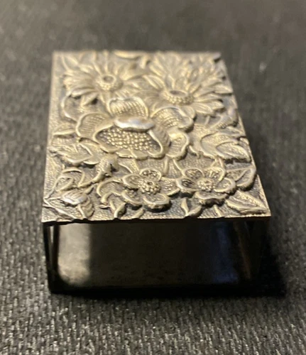 Vintage Sterling Silver S. Kirk & Son Floral Repousse Match Box Cover Holder 21g
