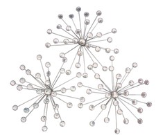 Set Of 3 Silver Bejeweled Starburst Wall Hang...