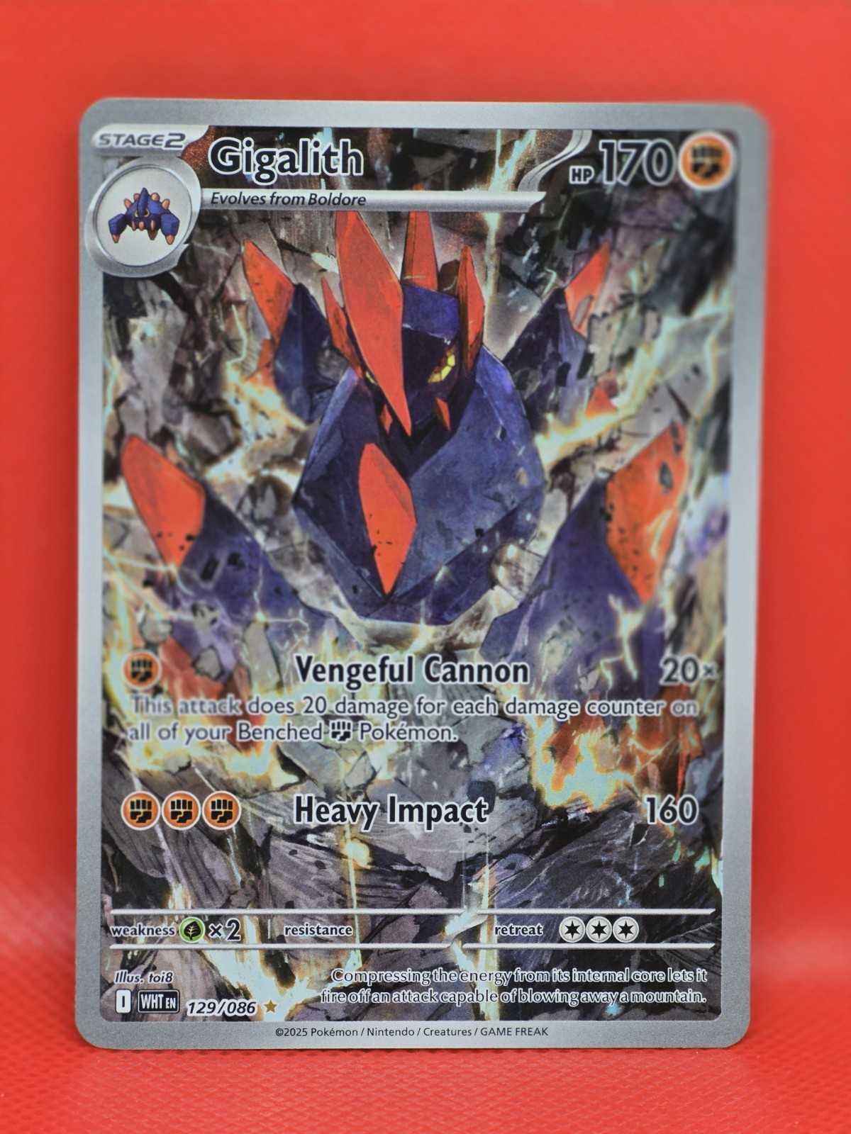 Pokémon TCG White Flare Gigalith Illustration Card 129/086 M/Nm Condition