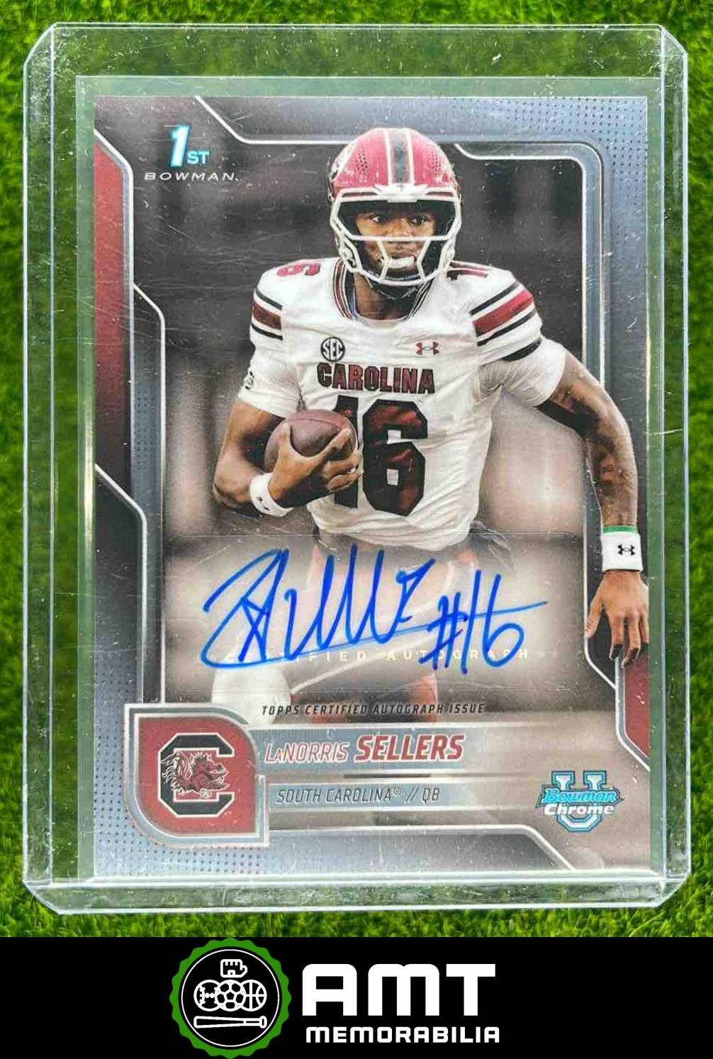 LaNorris Sellers 2025 Bowman Chrome University Prospect Auto #BCA-LNS Gamecocks
