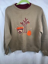 Vtg Pumpkin Fall Thanksgiving B-Wear Sportswear Sweatshirt Embroidered Size M