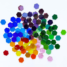 100 Pieces Hexagon Glass Mosaic Tiles for Crafts, Transparent Stained Glass Prec