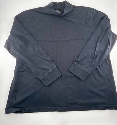 LL Bean Mock Neck Shirt Mens XXL Black Long Sleeve 100% Cotton Pullover Knit